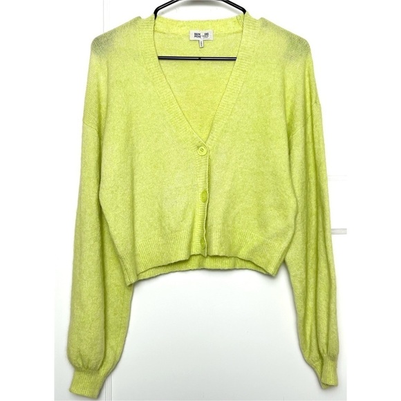 BAUM PFERDGARTEN 90s Alpaca Wool Puff Sleeve Oversized Crop Cardigan Sweater S - Picture 6 of 11